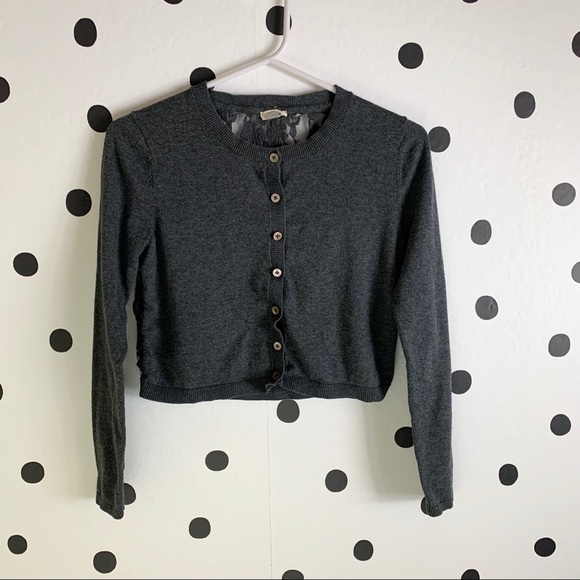 🔥30%OFF🔥EUC Fossil grey lace back crop cardigan - Picture 1 of 6
